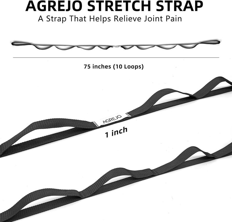 AGREJO Stretching Strap Yoga Strap Physical Therapy for Home Workout, 10 Loops Non-Elastic Stretch Band for Pilates, Flexibility, Exercise and Gymnastics - Image 3